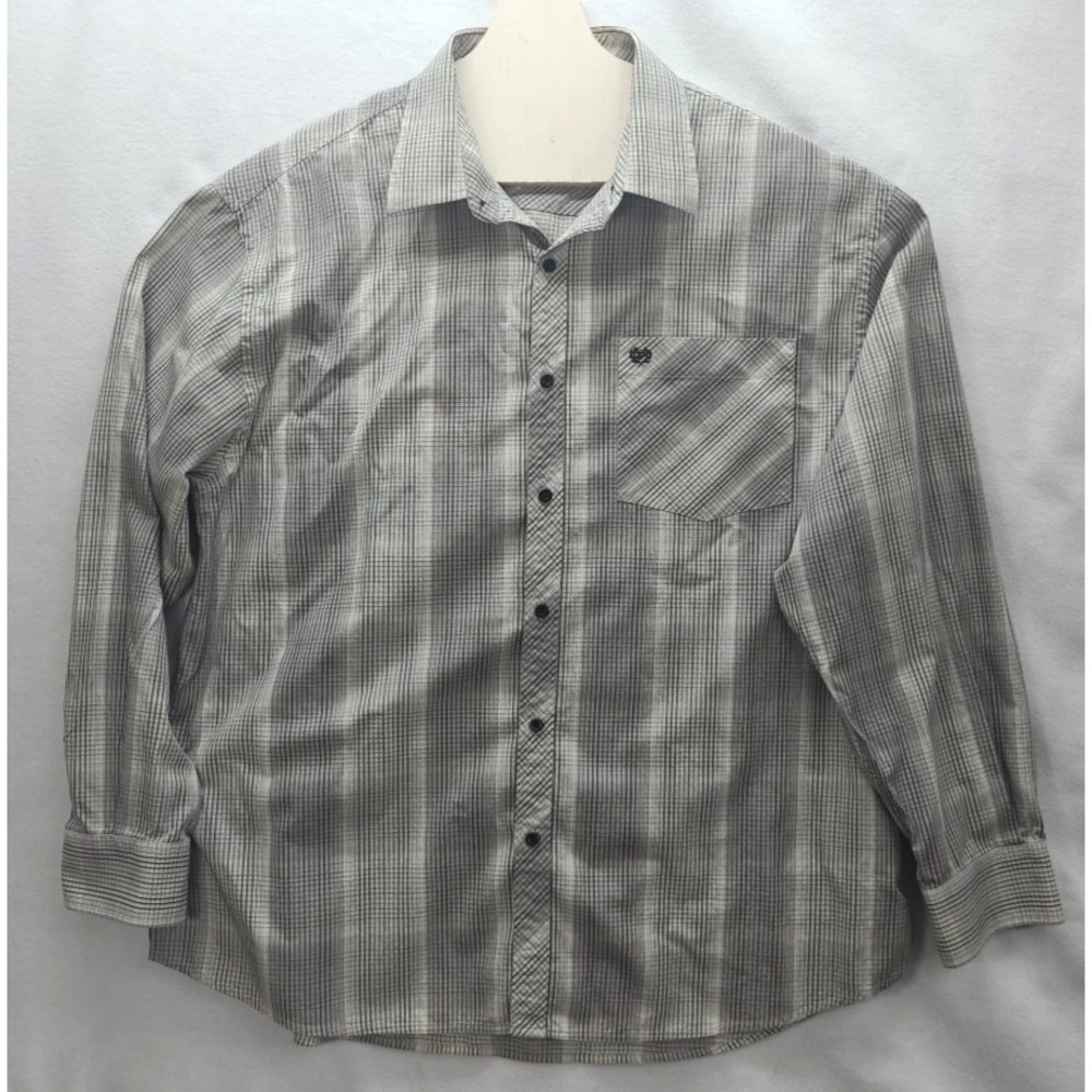 VINTAGE Phat Farm Button Up Dress Shirt Mens‎ XXXL Beige Brown Plaid